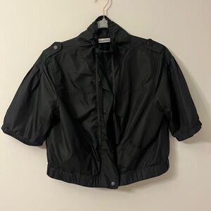 Chico’s Jacket Black Cropped Bomber Women’s Size 1 Casual Work Evening